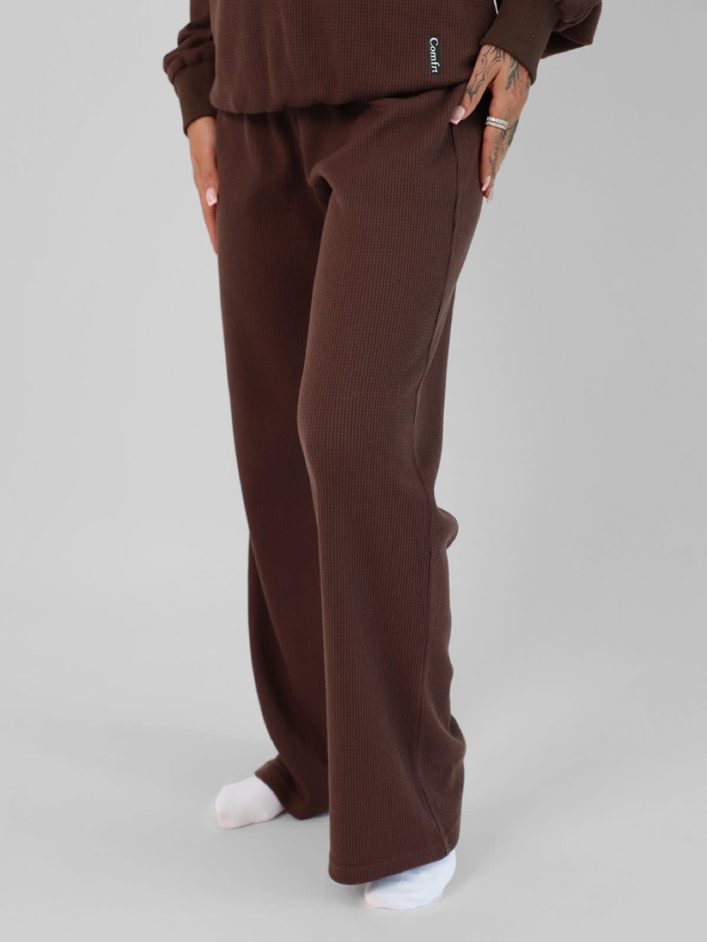 Comfrt coco All Day waffle wide leg lounge pants